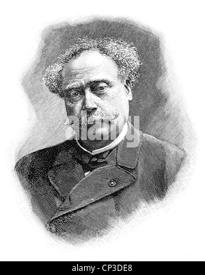 Alexandre Dumas il giovane, 1824 - 1895, uno scrittore francese, Historische Druck aus dem 19. Jahrhundert, Ritratto, Alexandre Dumas Foto Stock