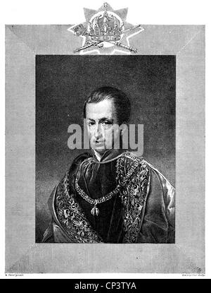 Ferdinando i, 19.4.1793 - 29.6.1875, Imperatore d'Austria 2.3.1835 - 2.12.1848, ritratto, incisione in legno, 19th secolo, Foto Stock