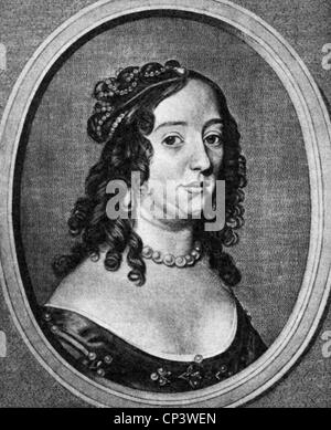 Amalia, 31.8.1602 - 8.9.1675, Principessa di Orange 23.4.1625 - 14.3.1647, ritratto, incisione su rame di C. Fischer, 1649, artista del diritto d'autore non deve essere cancellata Foto Stock