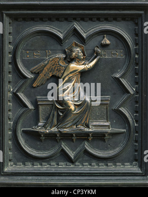 Toscana Firenze Battistero di San Giovanni. Ugolino d'Andrea da Pontedera noto come Andrea Pisano (1290-1348), Portale sud, Foto Stock