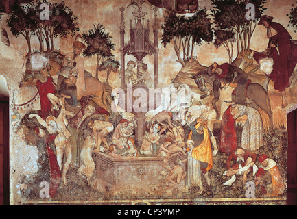 Piemonte - Saluzzo (CN) - Castello della Manta. Affresco del XV secolo. Foto Stock