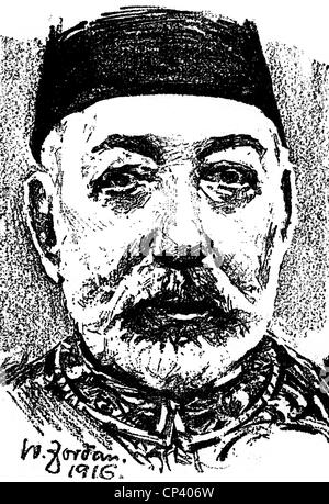 Mehmed V Resad, 2.11.1844 - 3.7.1918, Sultano dell'Impero Ottomano 27.4.1909 - 3.7.1918, ritratto, disegno di Giordania, 1916, Foto Stock