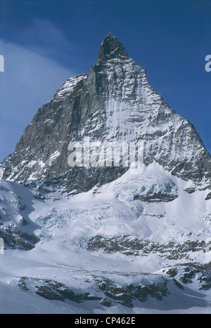 Svizzera - Cantone del Vallese (Valais) - Zermatt. Monte Cervino (Matterhorn), visto da Trockener Steg. Foto Stock