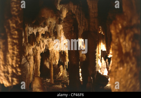 Puglia - Castellana Grotte (Bari), interno con stalattiti e stalagmiti. Foto Stock