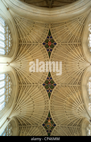 Ventilatore soffitto a volta, l Abbazia di Bath, Regno Unito Foto Stock