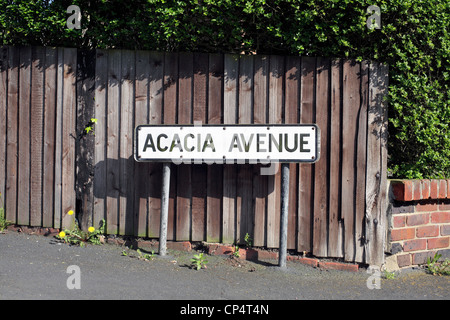 Acacia Avenue road sign, Hove, East Sussex. Foto Stock