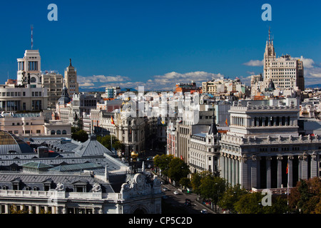 Spagna, Madrid, Plaza de Cibeles, il Palacio de Communicaciones, ufficio postale rinnovato nel El Centro spazio espositivo Foto Stock