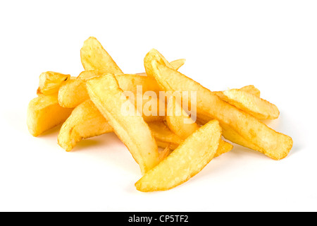 Pila di patatine fritte oltre hwite Foto Stock