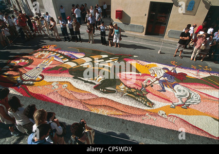 Umbria - SPELLO (Pg). Corpus Domini. Display floreali. Foto Stock