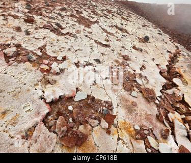 Costone vulcanico con silice e depositi minerali, Fimmvorduhals, Eyjafjallajokull Islanda Foto Stock