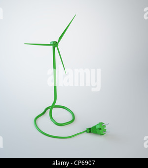 Turbina eolica cavo di alimentazione - Energie rinnovabili concetto Foto Stock