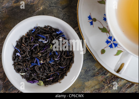 Blue Lady Earl Grey le foglie di tè. Foto Stock