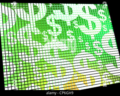 Di dollari sullo schermo che mostra il denaro ricchezza o guadagnare Foto Stock