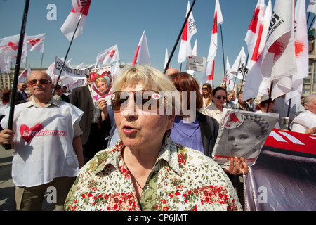 Una manifestazione di protesta per Yulia Tymoshenko a Kiev in Ucraina. Foto Stock