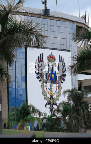 Venezuela - Carabobo - Valencia. L'emblema della città al di fuori del monumentale Plaza de Toros, uno dei più grandi del mondo arenas Foto Stock