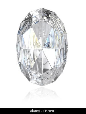 Taglio ovale diamante, isolati su sfondo bianco Foto Stock
