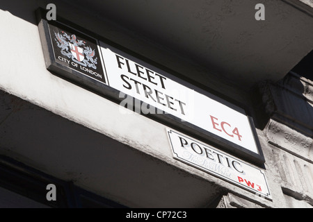 Fleet Street segno, London, England, Regno Unito Foto Stock