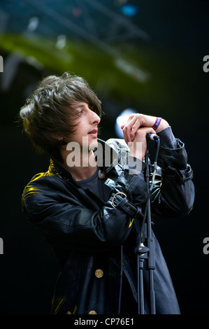 Gli orrori cantante Faris Badwan live al festival wireless 2011 Foto Stock