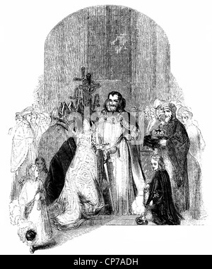 Incisione di incoronazione del re Enrico IV d'Inghilterra a Westminster Abbey, 1399. Foto Stock