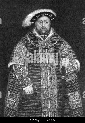 Incisione originale da J Cooke di Henry VIII circa 1850 mostra lui in 1560. Foto Stock