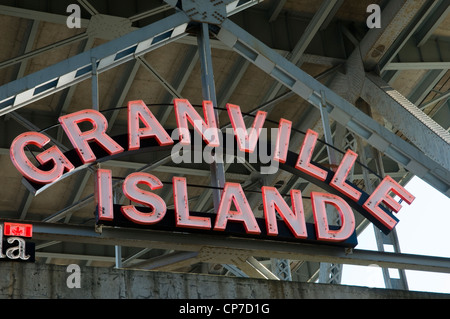 Insegna al neon a Granville Island Vancouver, British Columbia, Canada Foto Stock