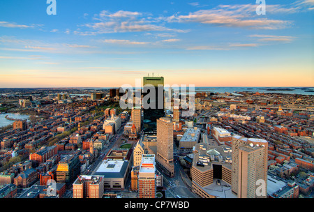 Vista aerea del centro cittadino di Boston da Back Bay Foto Stock