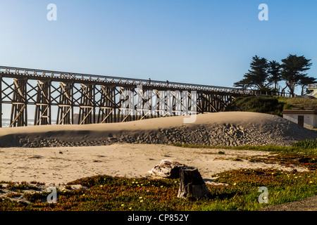 Il pudding Creek traliccio ponte pedonale parte di dieci miglia di Trail in Fort Bragg California Foto Stock