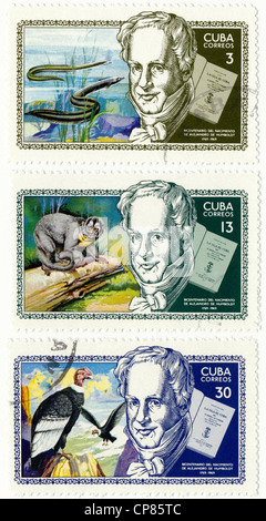 Centro storico di francobolli da Cuba, Historische Briefmarken, Andenken un Alexander von Humboldt, 1969, Kuba Foto Stock