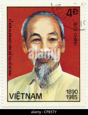 Storico di francobolli di affrancatura postale dal Vietnam, Historische Briefmarken aus Vietnam, Ho Chi Minh, 1985 Foto Stock