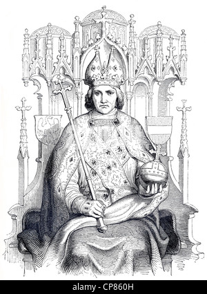 Federico III, 1415 - 1493, figura storica del XIX secolo, Friedrich III. (1415 - 1493) aus dem Hause Habsburg, als Frie Foto Stock