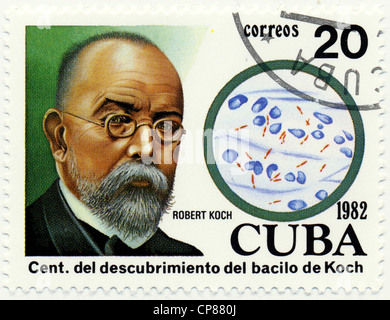 Centro storico di francobolli da Cuba, Historische Briefmarken, Robert Koch, 1982, Kuba, Karibik Foto Stock