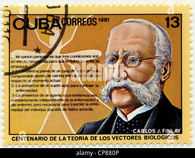 Centro storico di francobolli da Cuba, Historische Briefmarken, Carlos Juan Finlay de Barres, 1981, Kuba, Karibik Foto Stock