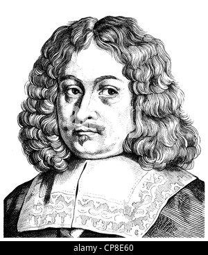 Andreas Gryphius o Greif, 1616 - 1664, un tedesco poeta e drammaturgo del barocco, scrittore di sonetti, secolo XVII, Historische Foto Stock
