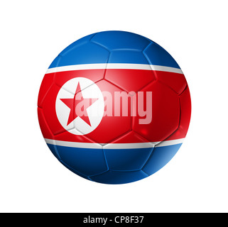 3D Pallone da calcio con la Corea del Nord bandiera del team, world football Cup 2010. isolato su bianco con tracciato di ritaglio Foto Stock