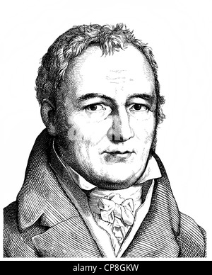 Johann Peter Hebel, 1760 - 1826, un poeta tedesco, un teologo protestante ed educatore, Alemannic poeta dialettale, Historische Zeichn Foto Stock