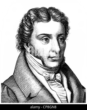 Karl von Rotteck, 1775 - 1840, un studioso tedesco e uomo politico liberale, Historische Zeichnung aus dem 19. Jahrhundert, portrai Foto Stock