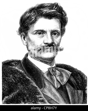 Karl o Carl Theodor von Piloty, 1826 - 1886, un pittore tedesco, Historische Zeichnung aus dem 19. Jahrhundert, Ritratto von Karl Foto Stock
