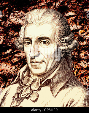 Franz Joseph Haydn, 1732 - 1809, un compositore austriaco e il rappresentante principale della classica viennese, Historische Zeichnun Foto Stock