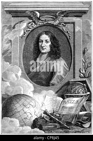 Pierre Bayle, 1647 - 1706, uno scrittore francese e filosofo, Historische Druck aus dem 19. Jahrhundert, Ritratto von Pierre Bayle Foto Stock