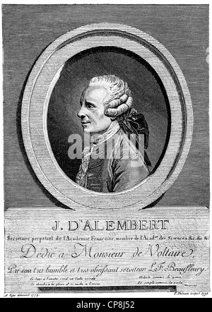 Jean-Baptiste Le Rond noto anche come D'Alembert, 1717 - 1783, un matematico, fisico e filosofo francese del Enlightenm Foto Stock