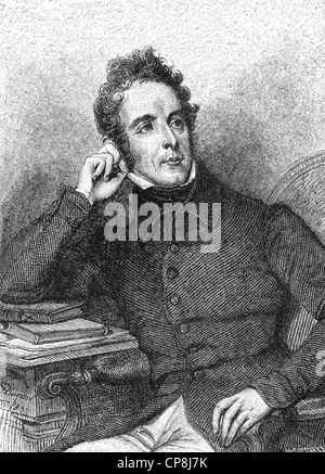 Alphonse Marie Louis de Prat de Lamartine, 1790 - 1869, un poeta francese, scrittore e uomo politico, Historische Druck aus dem 19. Jahrhun Foto Stock