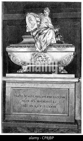 La tomba di Niccolò di Bernardo dei Machiavelli, 1469 - 1527, a Firenze, un politico italiano, Diplomat, filosofo, histori Foto Stock