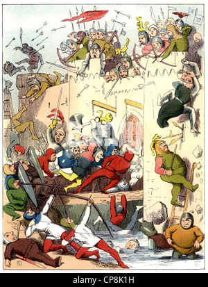 Illustrazione storico da Rebecca e Rowena da William Makepeace Thackeray, 1811 - 1863, un scrittore inglese, Historische Zeic Foto Stock