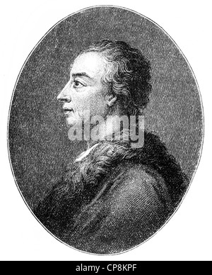 Alexander Pope, 1688 - 1744, un poeta inglese, traduttore e scrittore di neoclassicismo, Historische Zeichnung aus dem 19. Jahrhund Foto Stock