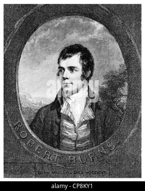 Robert Burns, 1759 - 1796, un scozzese scrittore e poeta, Historische Zeichnung aus dem 19. Jahrhundert, Ritratto von Robert Burns, Foto Stock