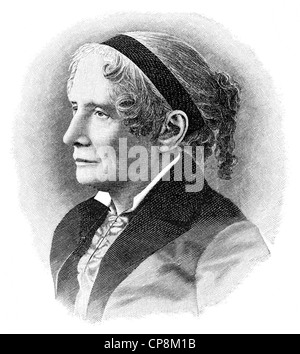 Harriet Beecher Stowe, 1811 - 1896, lo scrittore americano, autore della capanna dello zio Tom Historische Zeichnung aus dem 19. Jahrhunde Foto Stock