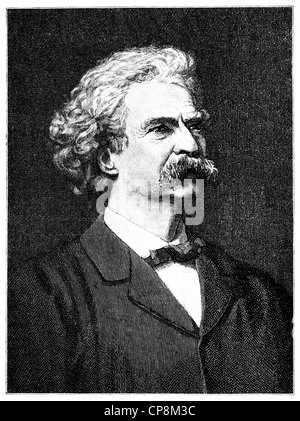 Samuel Langhorne Clemens o Mark Twain, 1835 - 1910, lo scrittore americano, autore delle avventure di Tom Sawyer e Huckleberry Foto Stock