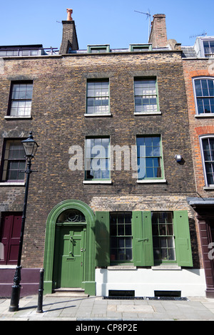Case in stile georgiano nel documento Wilkes Street vicino a Brick Lane, Spitalfields, Londra, Regno Unito. Foto Stock