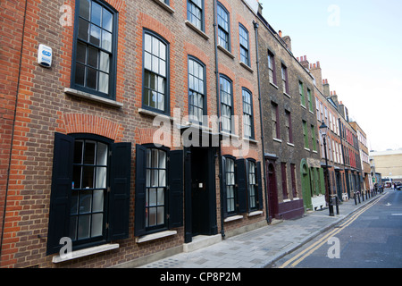 Case in stile georgiano nel documento Wilkes Street vicino a Brick Lane, Spitalfields, Londra, Regno Unito. Foto Stock