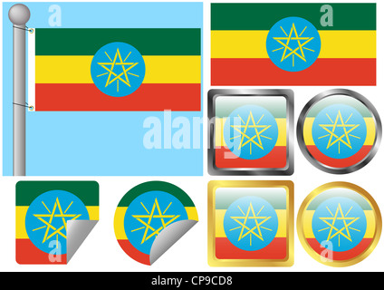 Flag impostato Etiopia Foto Stock
